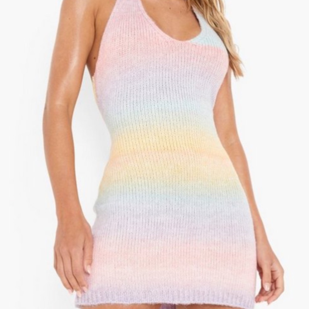 Ombre Halterneck Knitted Dress - Picture 2 of 4